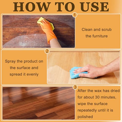 Beeswax Wood Polishing Spray, Beeswax Furniture Polish, Floor Polish, Beewax Care Restorer for Living Rooms,Kitchens,Wood Furniture Floors (2)