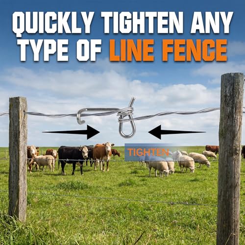 30 Pack 6mm Fence Wire Tighteners, 1/4"Barb Wire Tightener Clips Fence Tools Wire Tensioner for Fast Tightening Metal Fence Post Farm Garden Fence Wire(Tightener Handle Not Included)