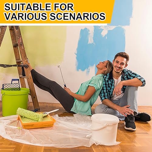ZENOWICK 8 Pack Plastic Drop Cloth, 9x12 Ft Plastic Sheeting for Painting