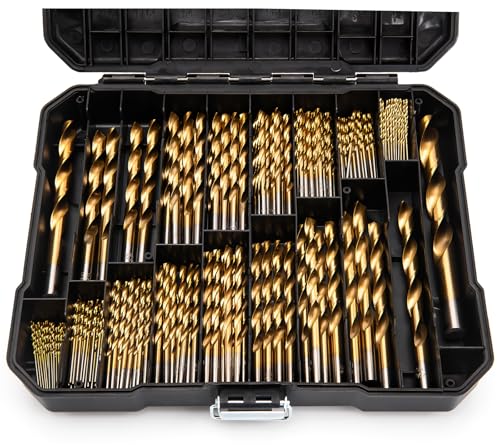 230 Pcs Titanium Twist Drill Bit Set, Coated HSS 135° Tip 3/64"-1/2"