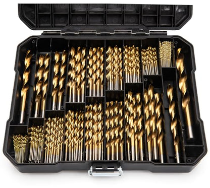 230 Pcs Titanium Twist Drill Bit Set, Coated HSS 135° Tip 3/64"-1/2"