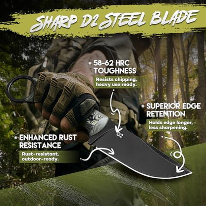 Purple Dragon Fixed Blade Knife with Kydex Sheath -Survival Knife Gray - color: Gray