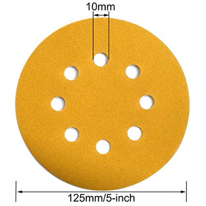 5-Inch 8-Hole Hook and Loop Sanding Discs 220-Grit, 100-Pack