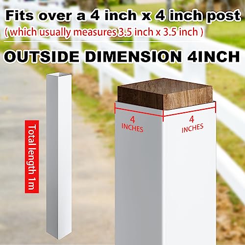 Thyle 2 Pcs 4 x 4 x 39.4 Inches(Actual 3.5 x 3.5) Post Sleeve Vinyl, White - color: White, size: 4 x 4 x 39.4 Inches(actual 3.5 x 3.5)