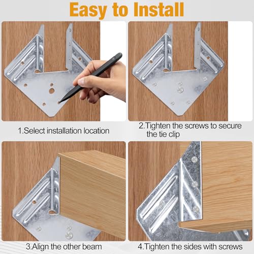 Hurricane Ties for Rafters 24 Pack, 18-Gauge Hurricane Roof Straps for Shed, Heavy Duty Galvanized Rafter Ties, Hurricane Wood Clips Rafter Brackets Joist Brackets - style: 24pcs
