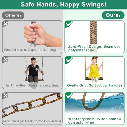SELEWARE Heavy Duty Swing Seat with Adjustable Rope, Black Kids Tree Swing - color: A: Black Swing Seat (1 Pack)