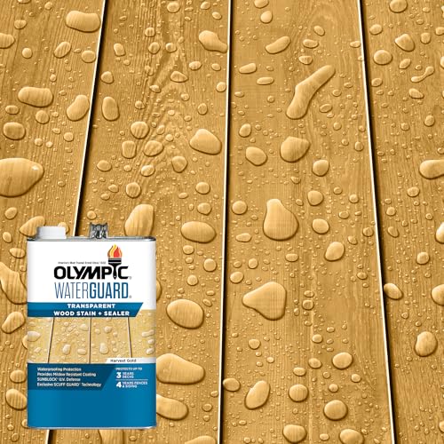 Olympic WaterGuard 1 gal. Harvest Gold Transparent Wood Stain and Sealer - color: Harvest Gold, size: 1 Gallon, style: No sheen