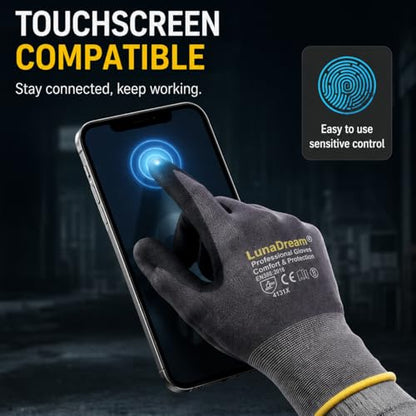 LunaDream Work Gloves MicroFoam Nitrile Coated-6 Pairs,Seamless Knit Nylon Gloves,Gray Work gloves - size: 10X-Large