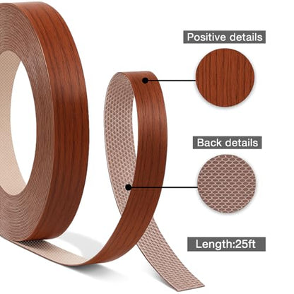 GSCIT Club Cherry Edge Banding, 3/4 inch x 25ft roll of Veneer PVC Edge Banding Preglued Flexible, Wood Tape Banding for Cabinet - color: Cherry, size: 3/4"x 25ft
