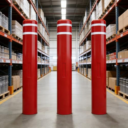 OrangeStar Bollard Cover 6" x 52" Red with 2 Reflective Collars - color: Red, size: 6"x52"