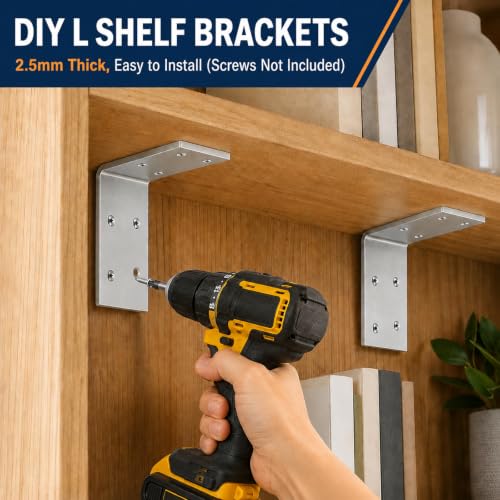 3"x3" Heavy Duty L Brackets, 90 Degree Galvanized Corner Brace, 8 Pcs - size: 3" x 3" x 1.5" (8 Pcs)