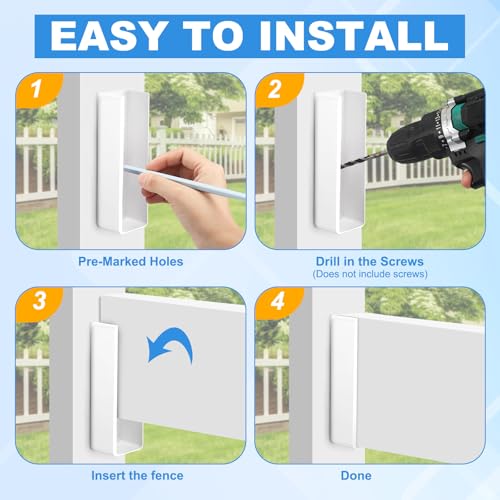 Nuanchu 10 Pcs Vinyl Fence Brackets White 1.5'' x 5.5'' - size: 1.5" x 5.5"