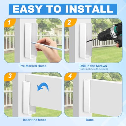 Nuanchu 10 Pcs Vinyl Fence Brackets White 1.5'' x 5.5'' - size: 1.5" x 5.5"
