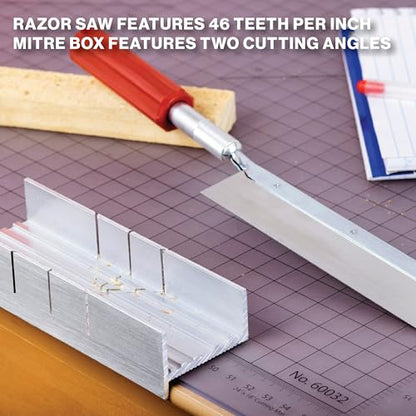 Excel Blades Mini Miter Box & Razor Saw Set, 6-Inch Aluminum - style: Mitre Box Set