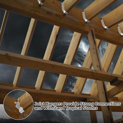 25 Pcs 2x8 Joist Hangers,18 Gauge Metal Face Mount Joist Hanger, Lu28 Joist Hangers Galvanized, Hurricane Ties for Rafter, Rafter Brackets 2x8 for Deck,Floor,Roof Overhang and Ceiling Joist - size: 25 Pcs 2x8 Joist Hanger, style: Silver