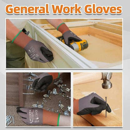 Schwer 3 Pairs Work Gloves Sandy Nitrile Coated, Touchscreen, LT5626, XXL - color: Grey, size: XX-Large