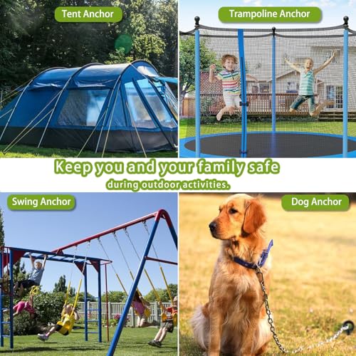 Fabulas Ground Anchors Screw in, 18 Inch Heavy Duty Swing Set Ground Anchor Kit 6 Pack, Spiral Earth Trampoline Stakes High Wind Metal Auger Stakes for Dog Sheds Tent Carports Camping