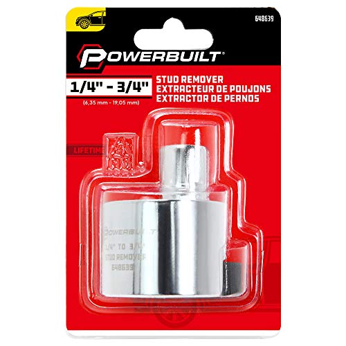 Powerbuilt Stud Extractor Tool, Remove 1/4" to 3/4" Nuts, Broken, or Seized Studs, Grip Damaged Bolts- 648639, Silver