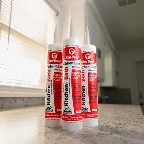 Red Devil 040620 Duraguard Kitchen & Bath Siliconized Acrylic Caulk, 10.1 oz., Biscuit, 1 Pack, Made in USA - color: Biscuit, size: 10.1 oz., style: 1 - Pack