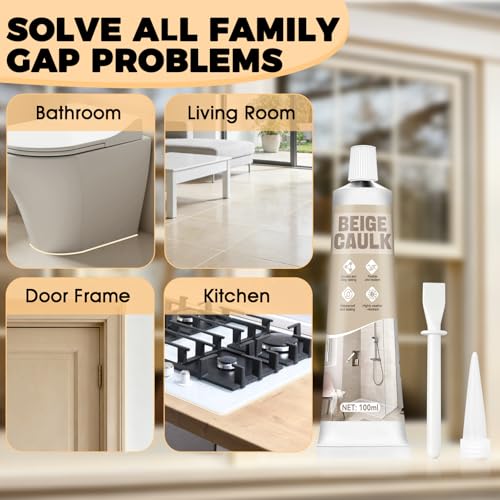 JAOJAO Beige Caulk, Waterproof, Cracking Proof, Long-Lasting Seal, 100ml - color: Beige