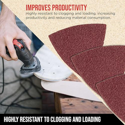ProductionShop Premium Triangle Mouse Detail Sander Sandpaper Sheets, 50 Disc Variety Pack, Grits 40, 80, 100, 120, 180, 220, 320, 400, 600, 800 - Hook & Loop Disc Pads - Woodworking Furniture, Paint - style: Variety Pack 50