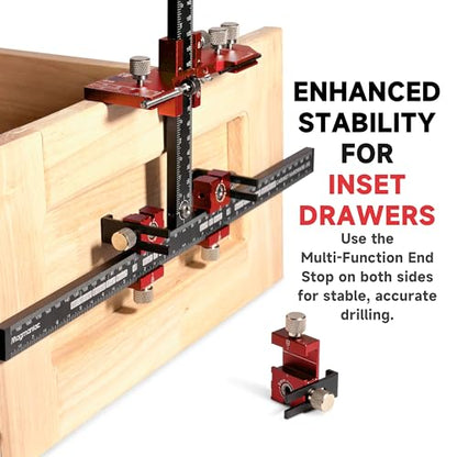 Cabinet Hardware Jig, Cabinet Drawer Pull Jig, Cabinet Pull Template Tool - color: Red-black