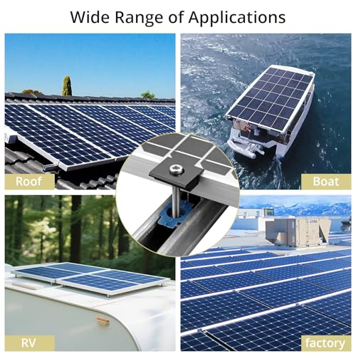 Anbte 10pcs Solar Panels Mid Clamps for Unistrut , 40mm, Black - color: Black, size: 1.57"(40mm)