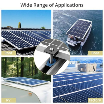 Anbte 10pcs Solar Panels Mid Clamps for Unistrut , 40mm, Black - color: Black, size: 1.57"(40mm)