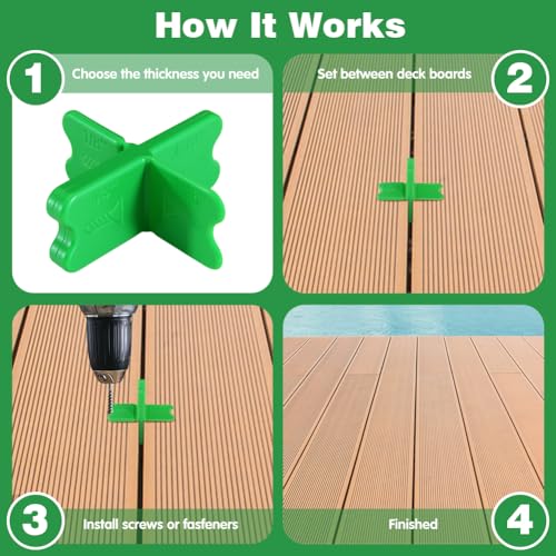 8 Pcs Deck Spacer Tool, 4 Thicknesses Deck Spacers - 1/16",1/8",3/16",1/4" - color: A-8PCS-Green