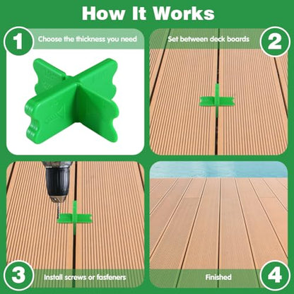 8 Pcs Deck Spacer Tool, 4 Thicknesses Deck Spacers - 1/16",1/8",3/16",1/4" - color: A-8PCS-Green