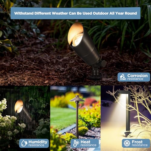 Gardencoin ABS Ground Spikes Stakes Replacement with Brass Insert, 1/2" NPT Thread Side Wire Way, Larger Size 9.44'' x 2.95'' for Landscape Path Lighting, Spotlight, Floodlight (2 Pack) - size: 2 Pack