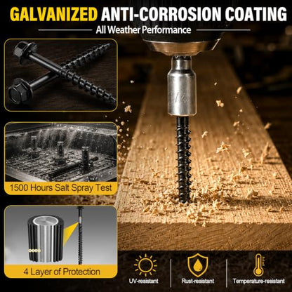#10 x 1-1/2" Black Joist Hanger Screws-500 Count, SD Connector Screws - color: Black Galvanized, size: #10 1-1/2''
