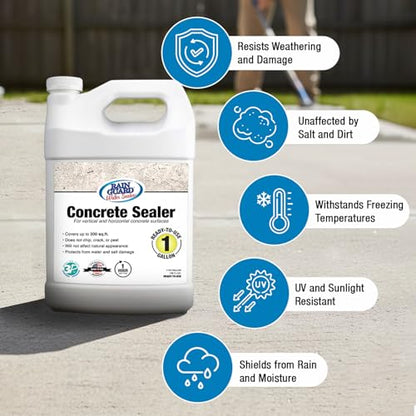 Rain Guard Concrete Sealer 1 Gallon | Ready to Use | Natural Finish | Deep Penetrating Protection Against Water and Salt Damage for All Concrete Surfaces | Silane/Siloxane Waterproofer - size: 1 Gallon
