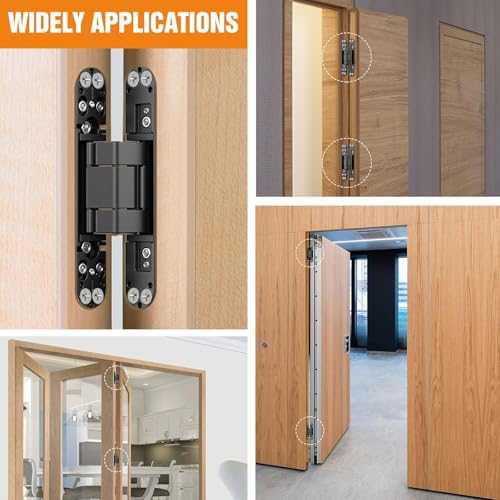 6" Hidden Door Hinge/Concealed Hinges,Invisible Hinges - color: Black, size: 6 Inch