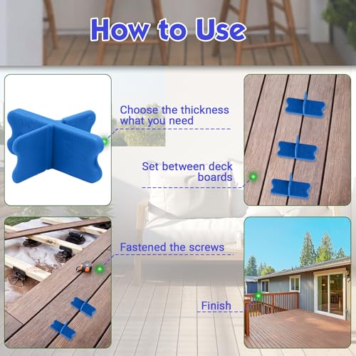 4 Pcs Deck Spacer Blue for Pressure Treated Composite Decking - color: Blue, size: 4