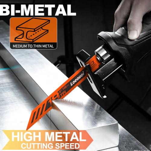10-Piece Reciprocating Saw Blades, 6 & 8 Inch Wood & Metal Cutting