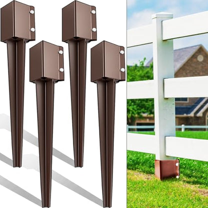 Thealyn Heavy Duty Metal Fence Post Anchor 24 Inch, 4"x4" Ground Spike - size: 24 Inch