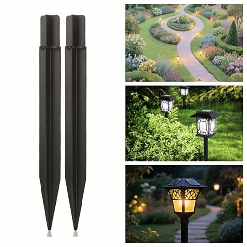 8.25" Reinforced ABS Plastic Solar Ground Spikes - Durable Solar Light Replacement Stakes for Garden, Pathway, Deck, Camping, Christmas Lights (Fits Fits 0.83" Inside Diameter) (Black-3 Pack) - color: Black-3 PACK