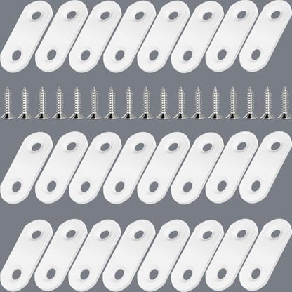 24 Pack White Flat Brackets 1.42” x 0.63” Straight Brace - color: White, size: 24 Pcs / 1.42 x 0.63 in