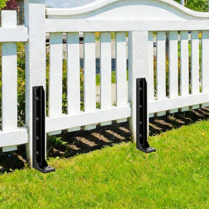 （2026 Upgraded） Heavy Duty Steel Fence Post Repair Bracket, Ground Spike Anchor for Fixing Leaning Broken Wooden Fence Posts, 31.5 Inch Height, Black 4-piece Set (4)
