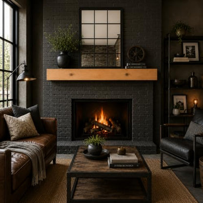 Fireplace Mantel, Rustic, Shelf, Floating Mantle, Real Wood, Beam, URBANDI (Brown, 72Lx6Hx8D) - color: Brown, size: 72Lx6Hx8D