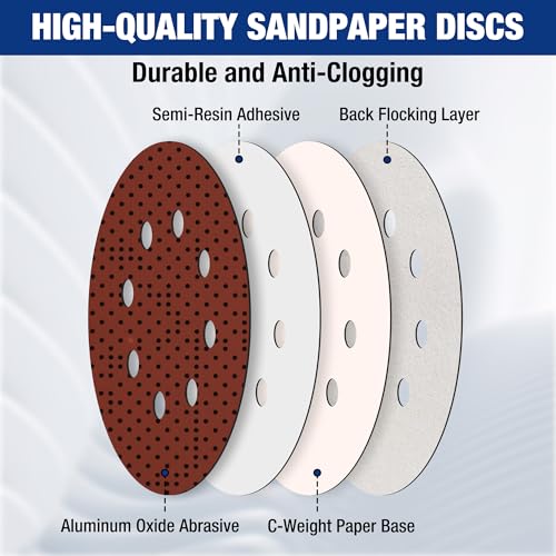 WORKPRO Sanding Discs, 5-Inch 80 Grit 8-Hole Hook and Loop, 100 Pack - style: 100PCS 5 Inch 80 Grit