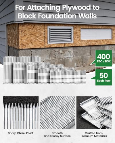 meite 14 Gauge Concrete T Nails, 2-1/2 Inch 400PCS x 20 Boxes - size: 2-1/2" Length