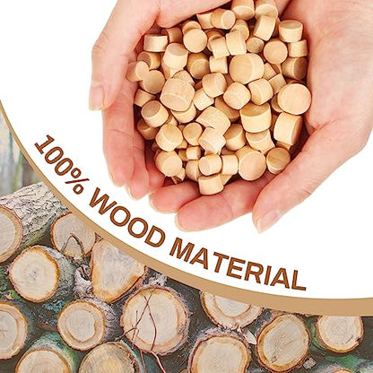 200 Mixed Size Wood Caps - 3/16", "5/16", "3/8", "1/2 Inch Screw Plugs - size: Mixed Sizes