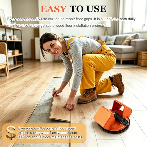 Heavy Duty Upgraded Floor Gap Fixer Tool with Reusable Nano-Adhesive Pad - color: Orange
