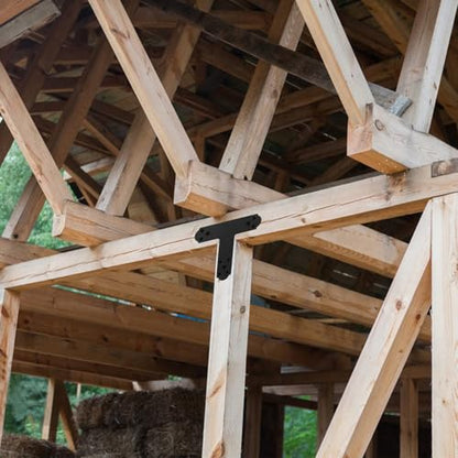 8Pcs T Post Brackets T Tie Mending Plate Thickness 4mm Post to Beam Bracket for Repairing Fixing Connecting Wood, Furniture, Truss Framing