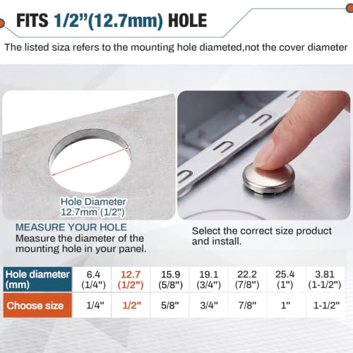 Hicarer 15 Pack Fit 1/2"(12.7mm) Hole Metal Hole Plugs - color: Silver, size: 1/2 Inch (12.7 Mm)