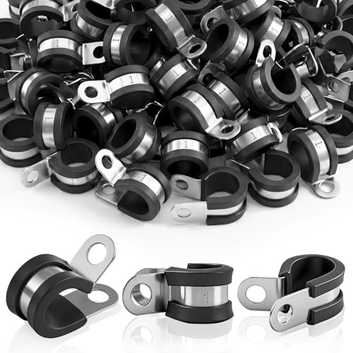 50 Pcs 1 Inch Cable Clamps Stainless Steel Pipe Clamps Holder - size: 1 Inch