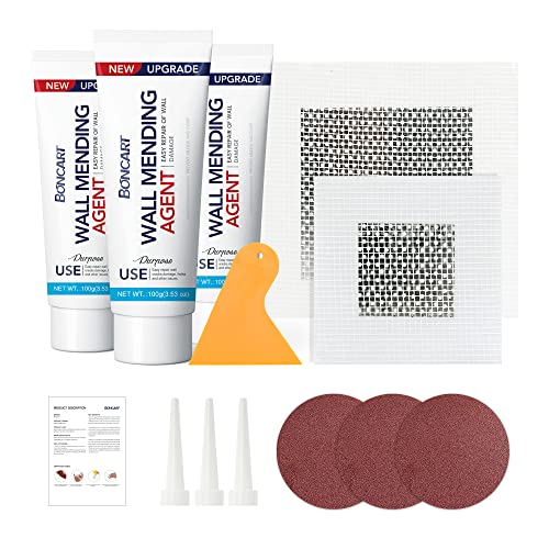 BONCART Spackle Wall Repair Kit, 3-Pack Wall Mending Agent with Tools - style: 3Pack & Wall Patch