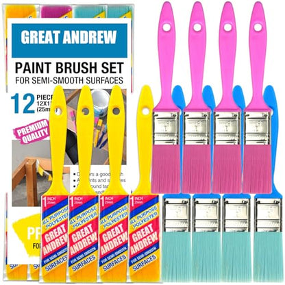 Great Andrew 12 PCS Small Paint Brushes 1 Inch Painting Acrylic - size: 1 Inch